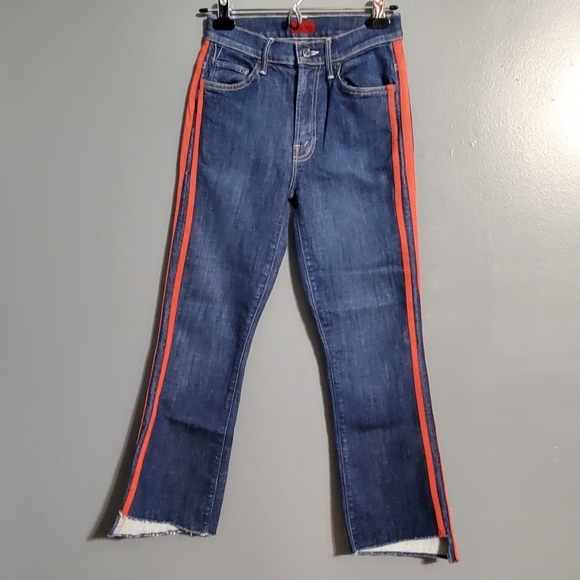 Mother Insider Crop Step Fray Speed Racer Womens Jeans Dark Wash Size 24